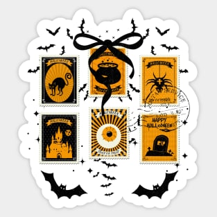 Spooky Halloween Postage Stamps Coquette Style Design Sticker
